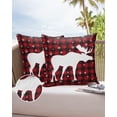thumbnail image 6 of Pack of 2 Outdoor Pillow Covers, Merry Christmas Buffalo Plaid Red and Black Elk Snowflake Waterproof Square Throw Pillowcase Cushion Decorative Pillow Covers for Couch Patio Tent, 24x24 in, 6 of 6
