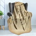 thumbnail image 4 of Tribal Soft Flannel Fleece Throw Blanket, Bohemian Hair Accessories Bird Feathers Beads on String Sketch Digital Print, Cozy Plush for Indoor and Outdoor Use, 50" x 60", Brown, by Ambesonne, 4 of 5