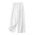 thumbnail image 5 of Ltctricy Wide Leg Capri Pants for Women Loose Fit Casual Cotton Linen Pants Beach Vacation Clothes with Pockets(White,X-Large), 5 of 6