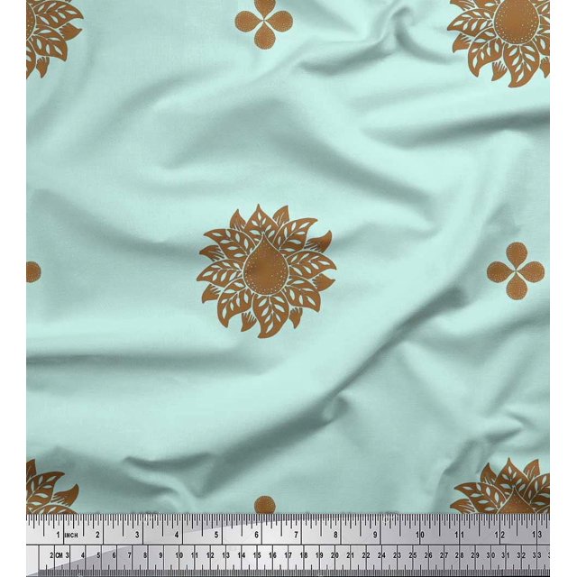 Soimoi Rayon Fabric Flower Artistic Print Sewing Fabric Yard 56 Inch Wide