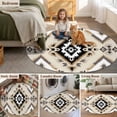thumbnail image 5 of Round Rugs 6Ft, Boho Black Brown Round Area Rug Washable Indoor Throw Carpet, Vintage Southwestern Ethnic Geometric Soft Non Slip Circle Rug for Office Cabinet Home Decor Aesthetic, 5 of 8