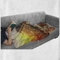 thumbnail image 6 of Sea Soft Flannel Fleece Blanket, Sailing Themed Photo with Sunset Beyond the Mountains Lakeside Composition, Cozy Plush for Indoor and Outdoor Use, 70" x 90", Yellow Blue and Brown, by Ambesonne, 6 of 6