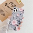 thumbnail image 2 of Compatible with iPhone 12 Pro Max Case with Purple Floral and Gray Leaves for Girls Woman Leaves with Flowers Pattern Soft TPU Protective for iPhone 12 Pro Max-Pink Flowers, 2 of 5