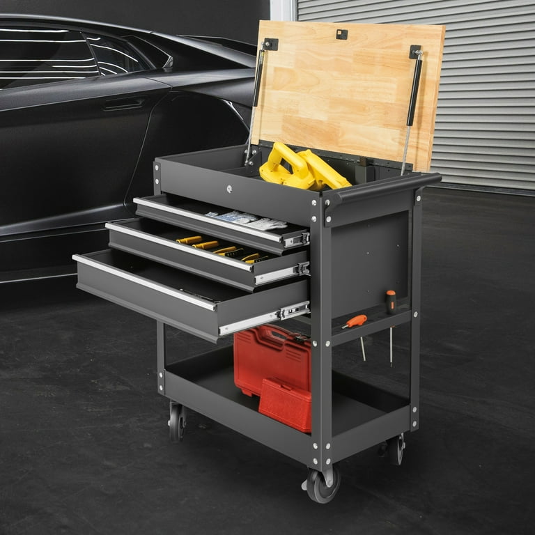 DNA Motoring TOOLS-00403 3 Drawer Lockable Wood Top Multiple