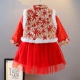 thumbnail image 4 of AURIGATE Tutu Skirt for Newborn Toddler Baby Girl New Year Tang Suit Skirt Dress Princess Dress+Thick Vest Sets, 4 of 4