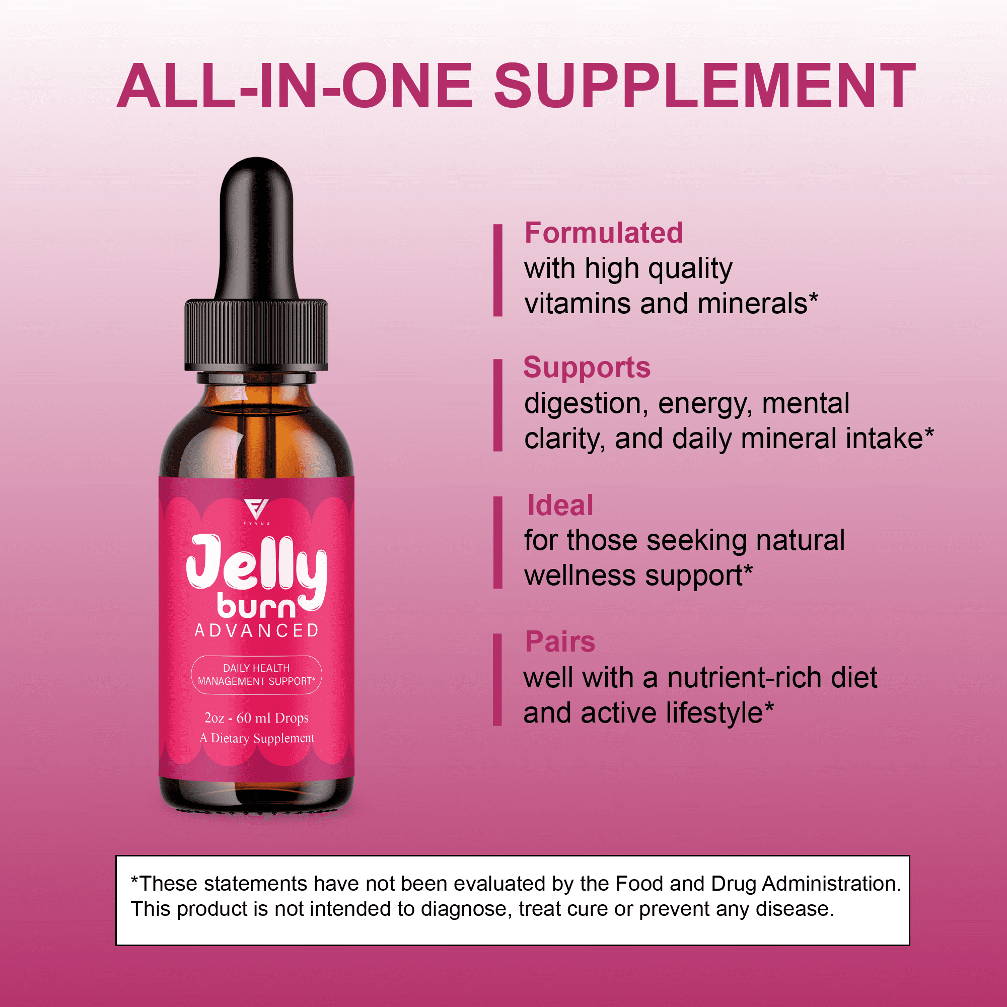 (5 Pack) Jelly Burn Health Management Drops, JellyBurn Liquid Supplement (10oz)