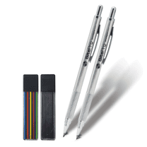 DW SitePro Mechanical Drafting Pencils: 2.0mm lead / 2 pencils / 2 replacement leads (Silver)
