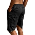 thumbnail image 6 of Besolor Men's Linen Shorts Drawstring Elastic Waist Lightweight Thin Breathable Casual Shorts with Pocket(XX-Large,Black), 6 of 7