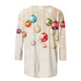 thumbnail image 4 of Christmas Plus Size Shirts for Women 3/4 Length Sleeve Holiday Tops Crew Neck Graphic Printed Festive Tees Outfits (5XL, Beige), 4 of 5