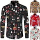 thumbnail image 2 of Camisas con botones para hombre con estampado 3D de tema navideño divertido, ropa de calle informal de manga larga, Tops, camisa hawaiana elegante para fiesta de vacaciones Unisex, 2 of 4