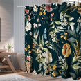 thumbnail image 2 of 72"x72" Elegant Black Floral Shower Curtain - Vibrant White and Yellow Watercolor Flowers for a Colorful Spring, Waterproof Fabric with Included Hooks, 2 of 6