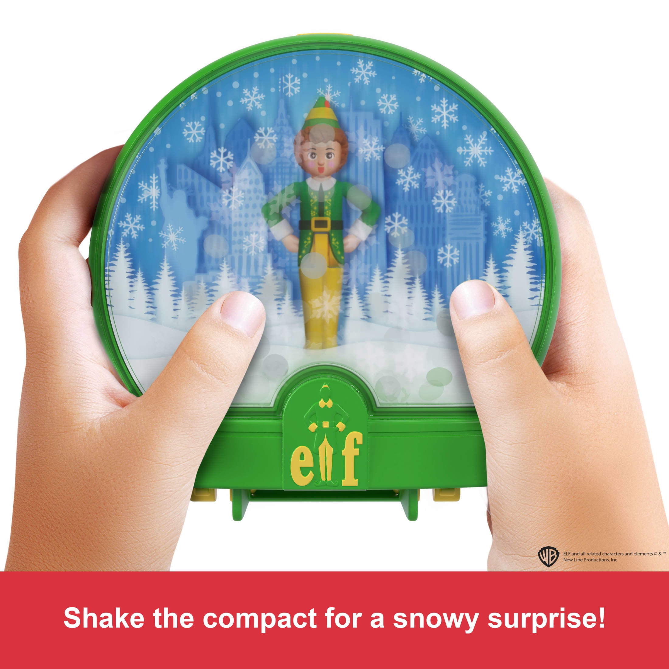 Polly Pocket Micro Buddy & Santa Dolls and Playset, Collaboration Elf Compact with 5 accessories, Holiday Theme