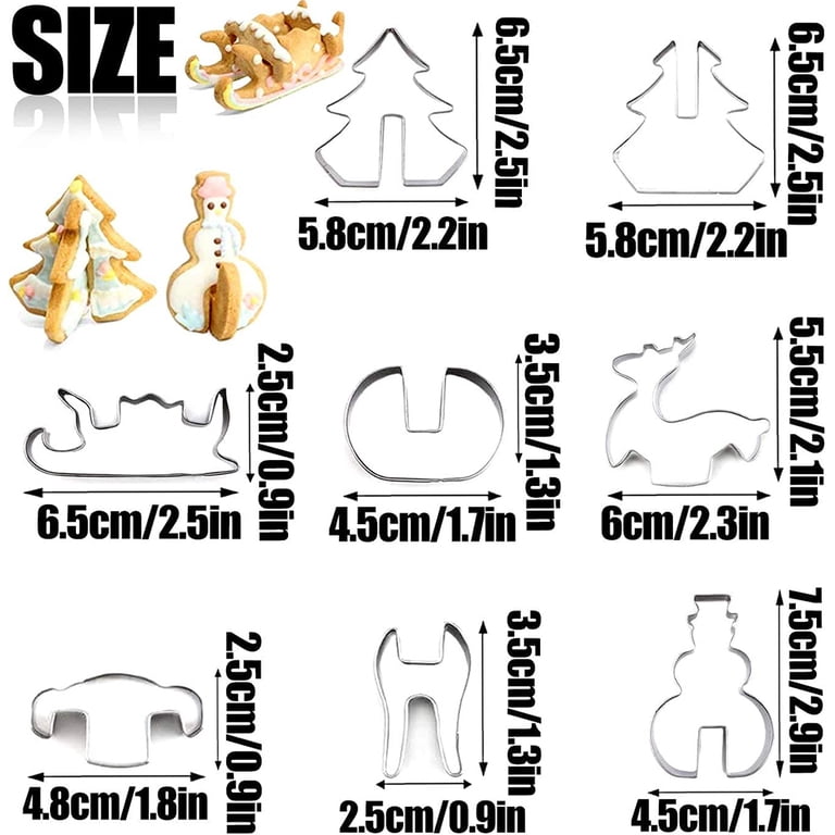 18 Pcs Christmas Gingerbread House Cookie Cutter Set - 3D Stainless Steel Mold With Snowman, Tree, Deer & More