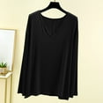 thumbnail image 2 of MeetoTime V Neck Long Sleeve Shirts for Women Comfortable Loose Tops Solid Color Lounge Tops Pullover, 2 of 7
