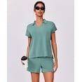 thumbnail image 5 of Pinspark 2 Piece Sets for Women Short Sleeve Sweatsuits V Neck Pullover Tops High Waist Shorts Lounge Sets with 2 Pockets Casual Tracksuit Outfits, 5 of 6