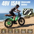 thumbnail image 4 of Electric Bike for Adults, 20"x4.0 Fat Tire E-Mountain Bicycle (Age 18+), 750W Motor 48V 15Ah Removable Battery 20 mph E-Bike, Tested to UL2849 Standard by SGS, 4 of 11