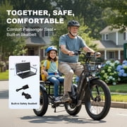 Zycle Z700 Electric Tricycle with Passenger Seat, 750W 20AH 48V 65Miles 2 Seater Electric Trike for Adults, Parking Brake, Differential