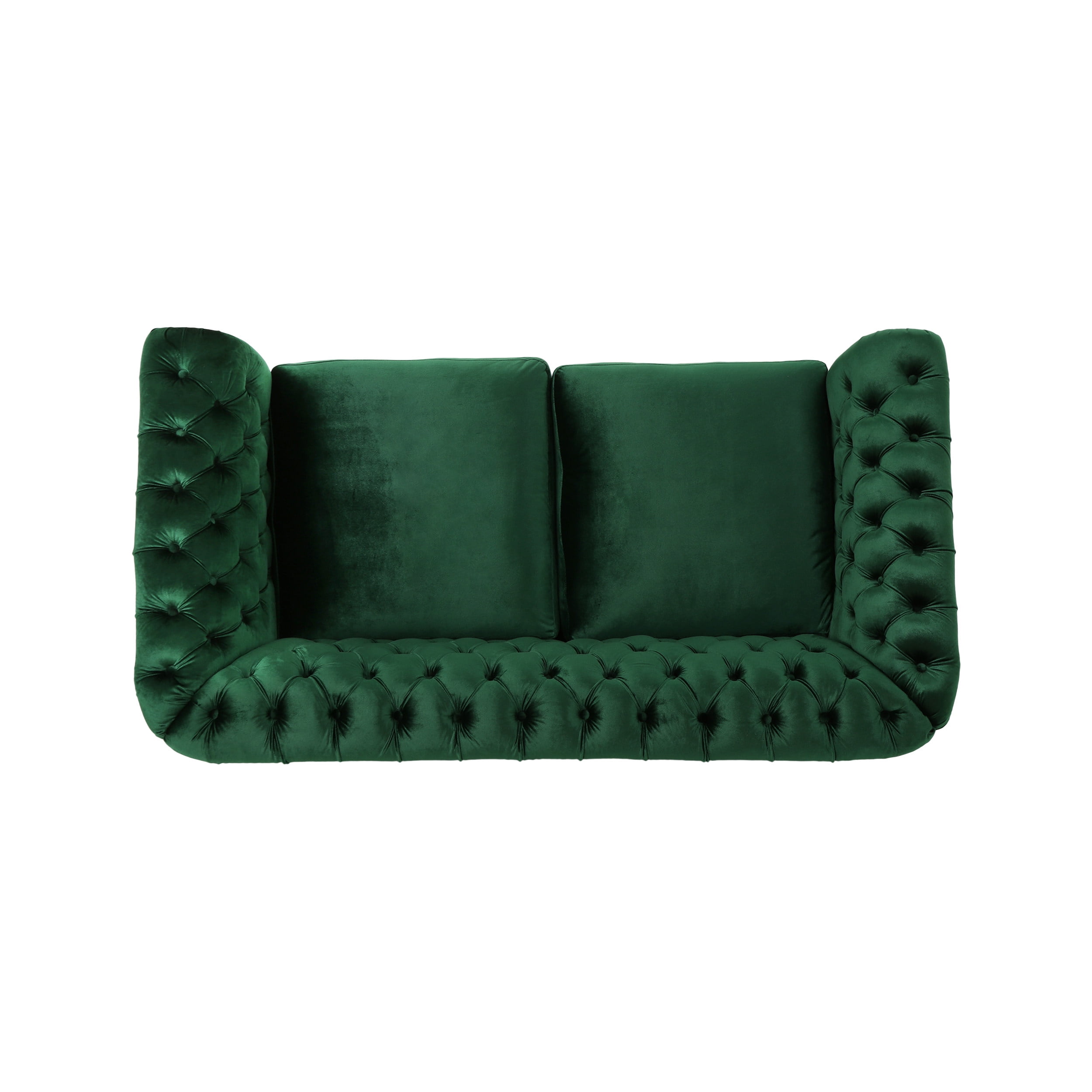 GDF Studio Karen Traditional Chesterfield New Velvet Loveseat Sofa, Emerald and Espresso