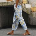 thumbnail image 2 of kaondbfi Women's Linen Printed Casual Pants Summer Lightweight Elastic Waist Beach Vacation Trousers with Pockets, 2 of 9