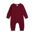 thumbnail image 5 of Jalioing Infant Baby Long Sleeve Romper Solid Color Jumpsuit Comfy Cute Cotton Bodysuit Fall Winter Outfits 0-24 Months, 5 of 8
