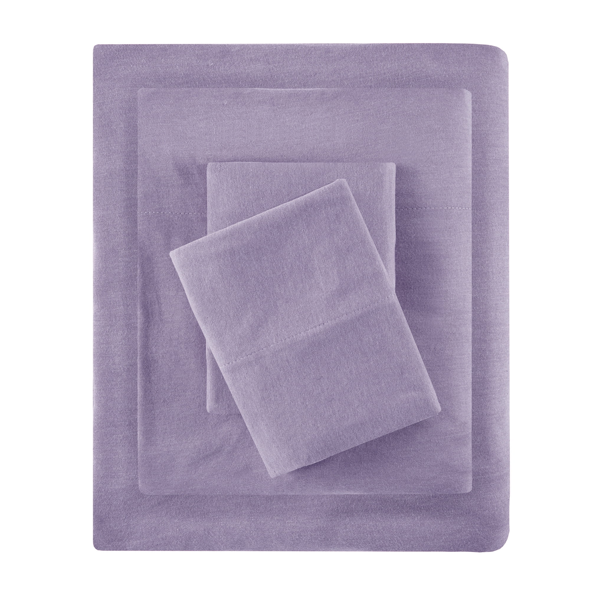 Comfort Classics All Season Cotton Blend Jersey Knit 3 Piece Purple Sheet Set, Twin XL