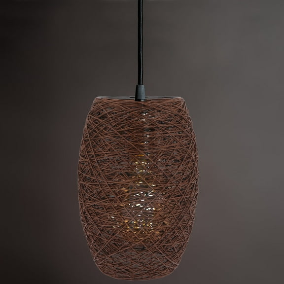 Amosfun Coffee Color Rustic Style Lamp Cover Made of Rattan and Metal for Hanging Pendant Light