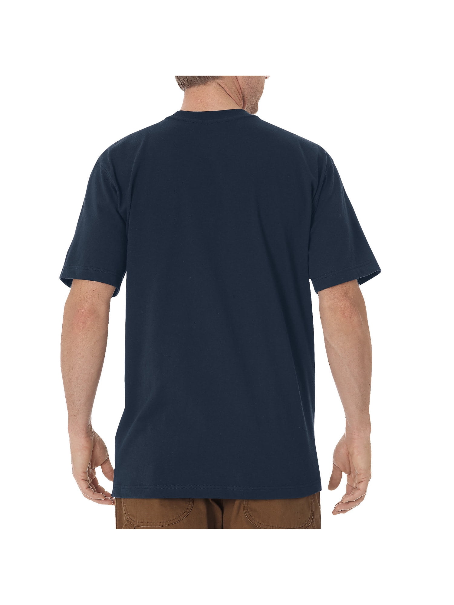 dickie's men's short sleeve heavyweight crew neck pocket t-shirt, dark navy, x-large