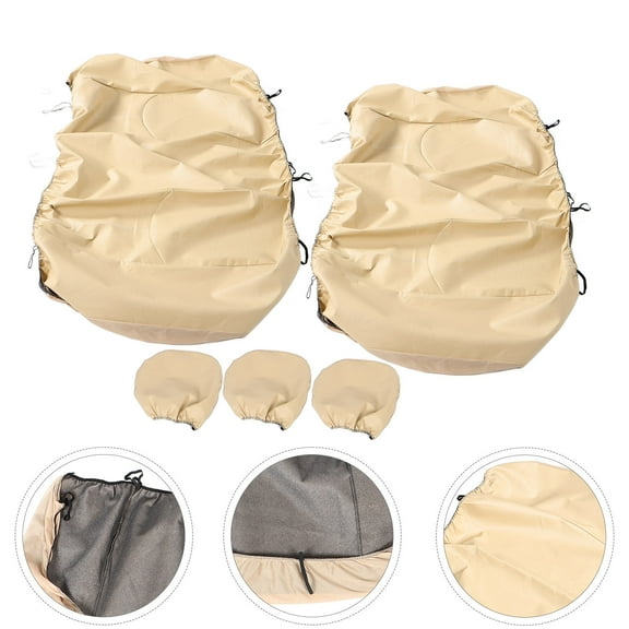 HAMPPLIES Fitted Design 1 Set Beige Pu Leather Car Seat Covers For Truck Seats