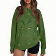 thumbnail image 4 of Ugly Christmas Sweater for Women Printed Long Sleeve Womens Sweatshirt Green Mons ter Graphic Holiday Pullover Tops Christmas Tree Sweatshirts for Women, 4 of 5