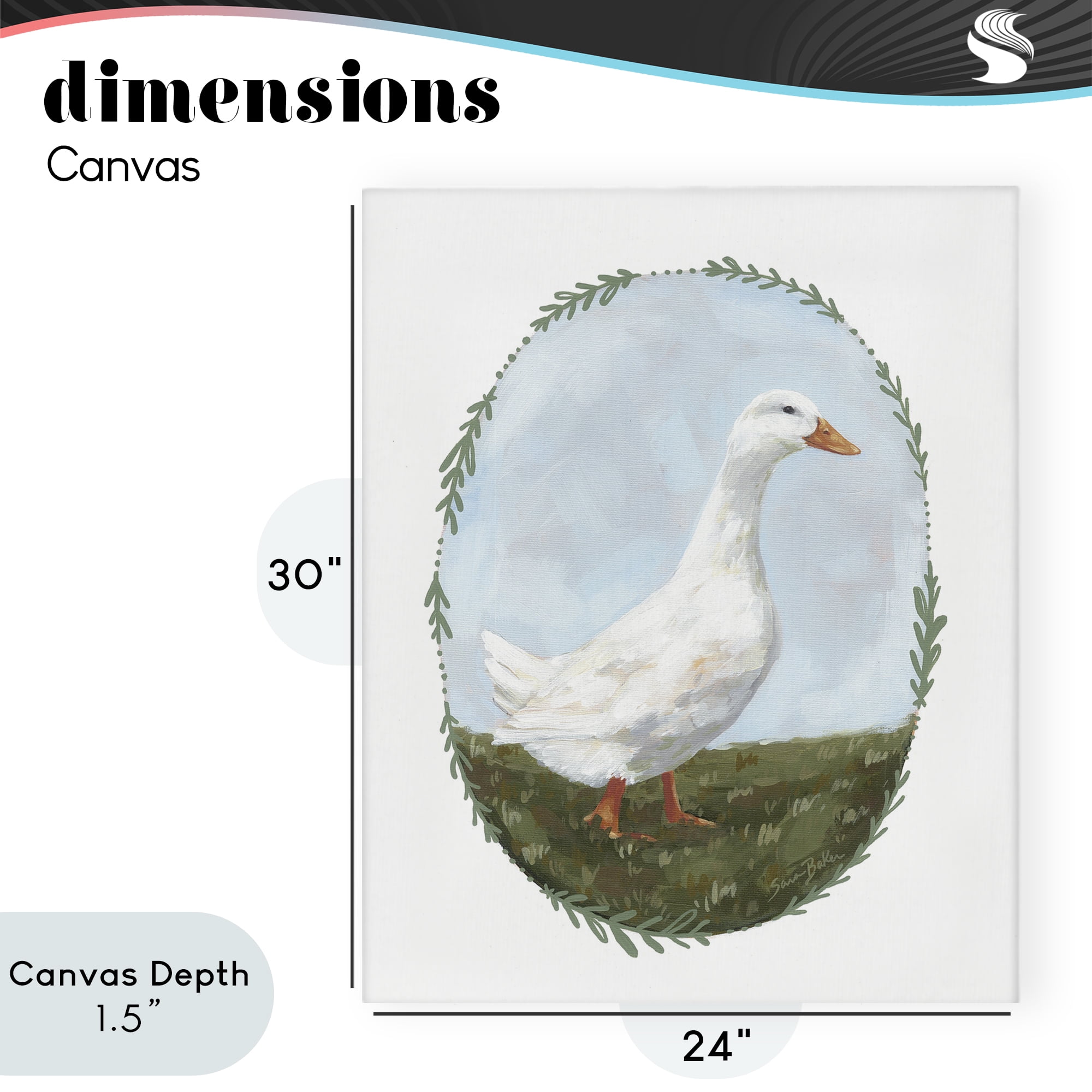 Stupell Industries Gentle Duck in Meadow Canvas Wall Art, design by Sara Baker