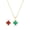 Gold & Green Red, variant on Crystal Clover Necklace for Women | 18K Gold Plated Four Leaf Lucky Pendant | 4 Leaf Cubic Zirconia Jewelry for Her