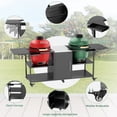 thumbnail image 5 of Outdoor Grill Cart for Two Big Green Egg, Movable Metal Grill Table with Open Storage Space, Paper Towel Holder and Foldable Panel, Outdoor Grill Station for Kamado Joe 18 Inch, 5 of 9