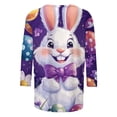 thumbnail image 4 of UVEASISHA easter bunny t shirt for women 3/4 sleeve casual tee shirt Playful rabbit printed tshirt comfort Holiday outings tees Purple XL, 4 of 5