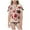 11Khaki, variant on Girls Print Pajama Set, Button-Down Short Sleeve Satin Pjs, 2-Piece Cute Summer Sleepwear for Kids & Big G-irls