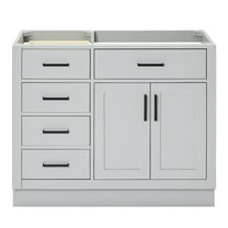 Ariel Hepburn 42 In. Right Offset Single Sink Base Cabinet In Grey