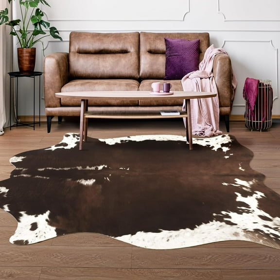 Arogan Cowhide Rug 6.2x7.1 Feet Faux Cow Rug for Living Room Bedroom, Large Cow Print Rugs Premium Animal Print Rug for Western Home Decor, Washable and Luxury Cow Hide Rug