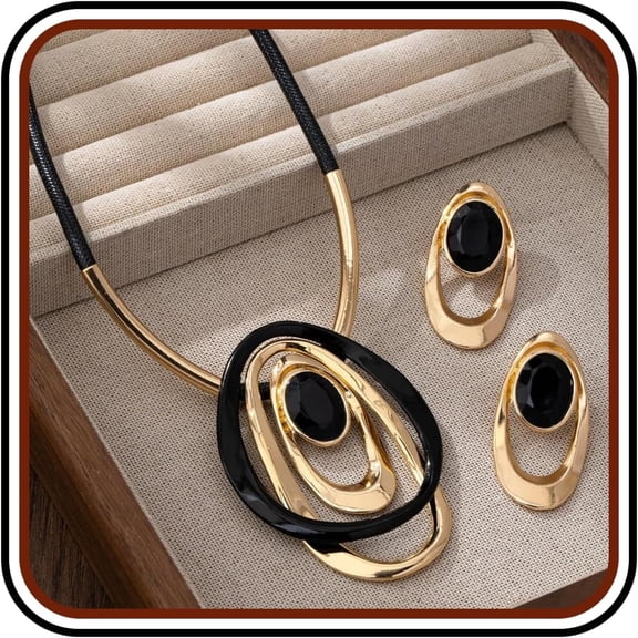 DESIGNICE Gold Jewelry Set,Silver Black Boho Western Chunky Vintage Pendant Necklace Stack Trendy Adjustable Non Tarnish Cowgirl Dainty Hypoallergenic Earrings Jewelry Sets for Women