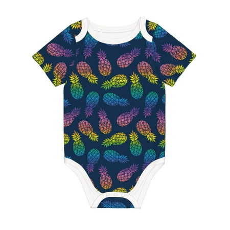 

Coaee Retro Bright Pineapple for Soft Cotton Baby Short-Sleeve Bodysuit Baby Girls Boys Bodysuit Romper