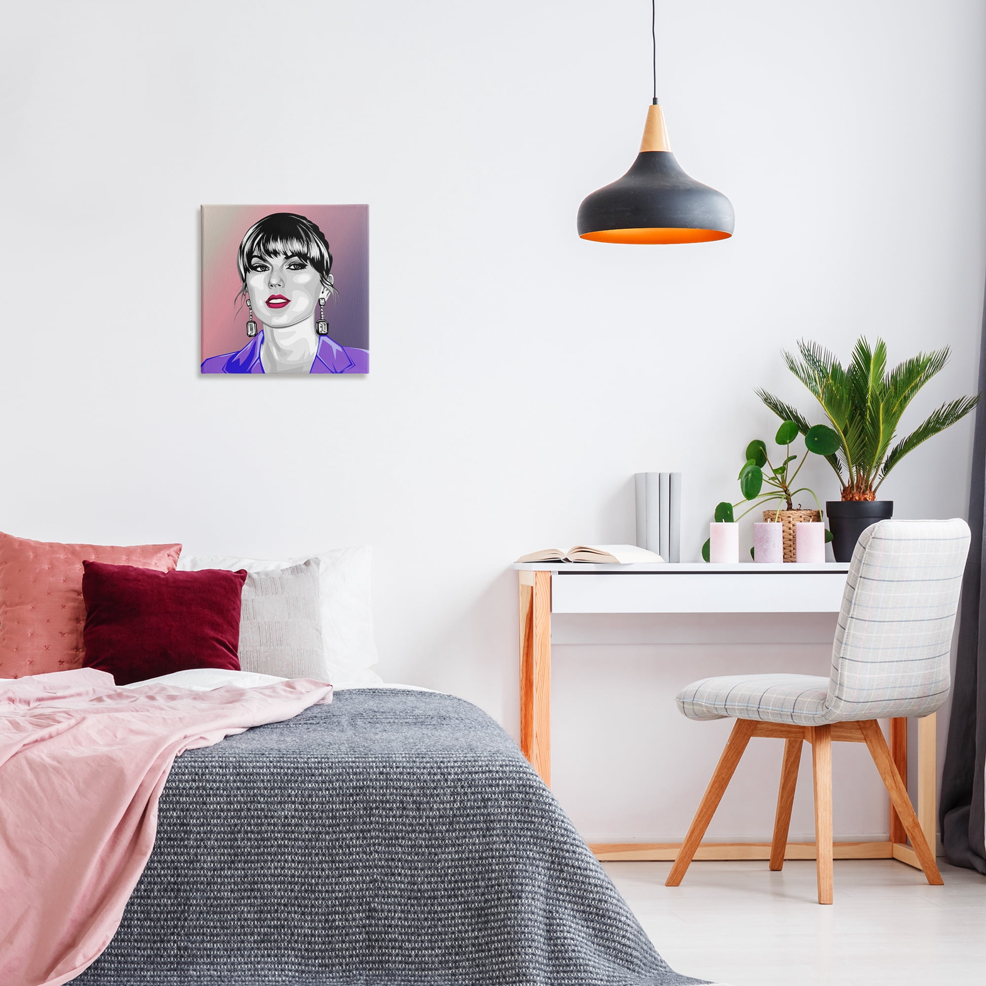 Stupell Industries Taylor Wearing Purple People Painting Wrapped Canvas Art Print Wall Art, 17 x 17
