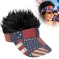 thumbnail image 2 of Funny American Flag Wig Visor Hat, July 4th Patriotic Baseball Cap with Adjustable Strap, Sun Protective Novelty Hat for Independence Day Parties, 250th Anniversary Costume & Outdoor Celebration, 2 of 9