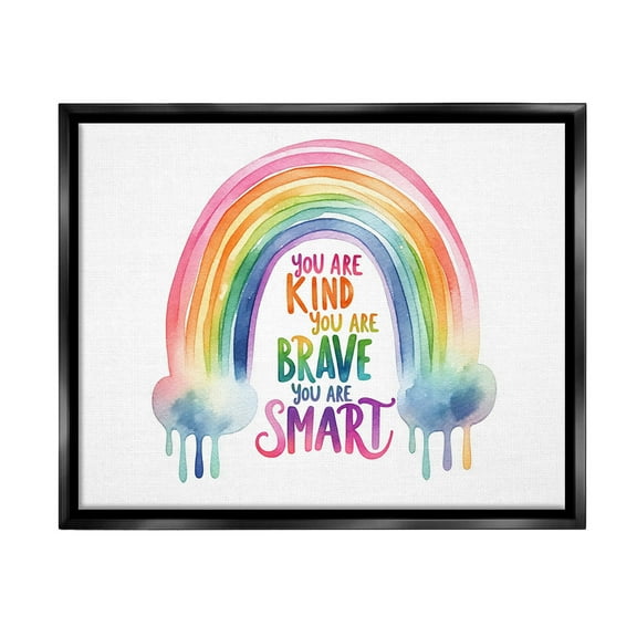 Stupell Industries Modern Inspirational Rainbow Inspirational Painting Black Floater Framed Canvas Art Print Wall Art, 21 x 17