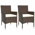 thumbnail image 2 of vidaXL 3 Piece Garden Bistro Set with Cushions Brown Poly Rattan, 2 of 5