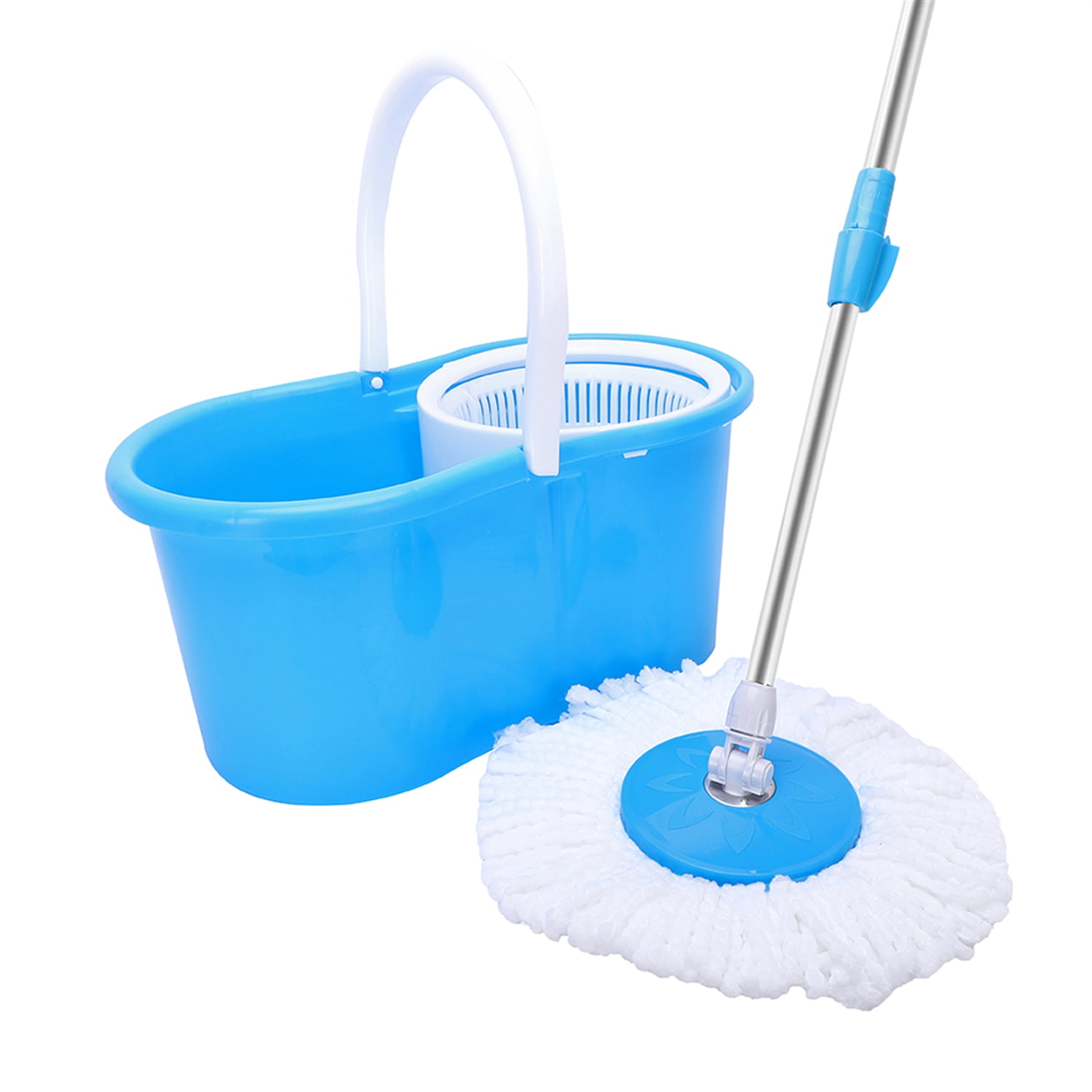 360° FLOOR MAGIC SPIN MOP BUCKET SET MICROFIBER ROTATING DRY HEADS WITH 2  HEADS