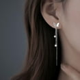 thumbnail image 3 of Sterling Silver Butterfly Threader Earrings Dangle Chain for Women Teens Pearl Long Dangle Earrings Tassel, 3 of 5