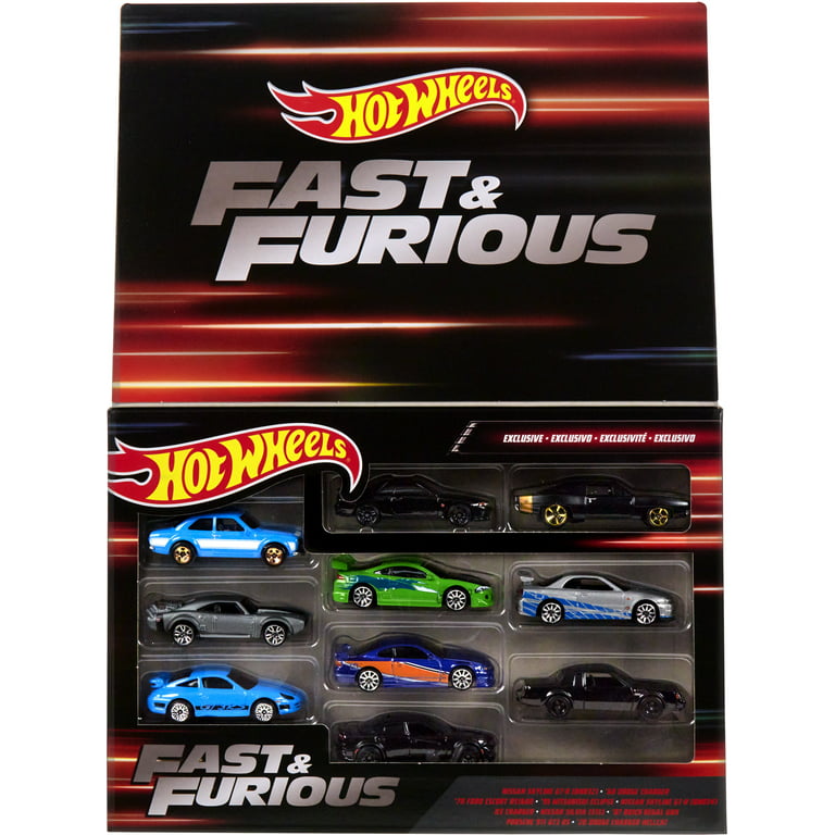 Hot Wheels Fast & Furious Set of 10 Vehicles in 1:64 Scale with 2 Exclusive  Cars