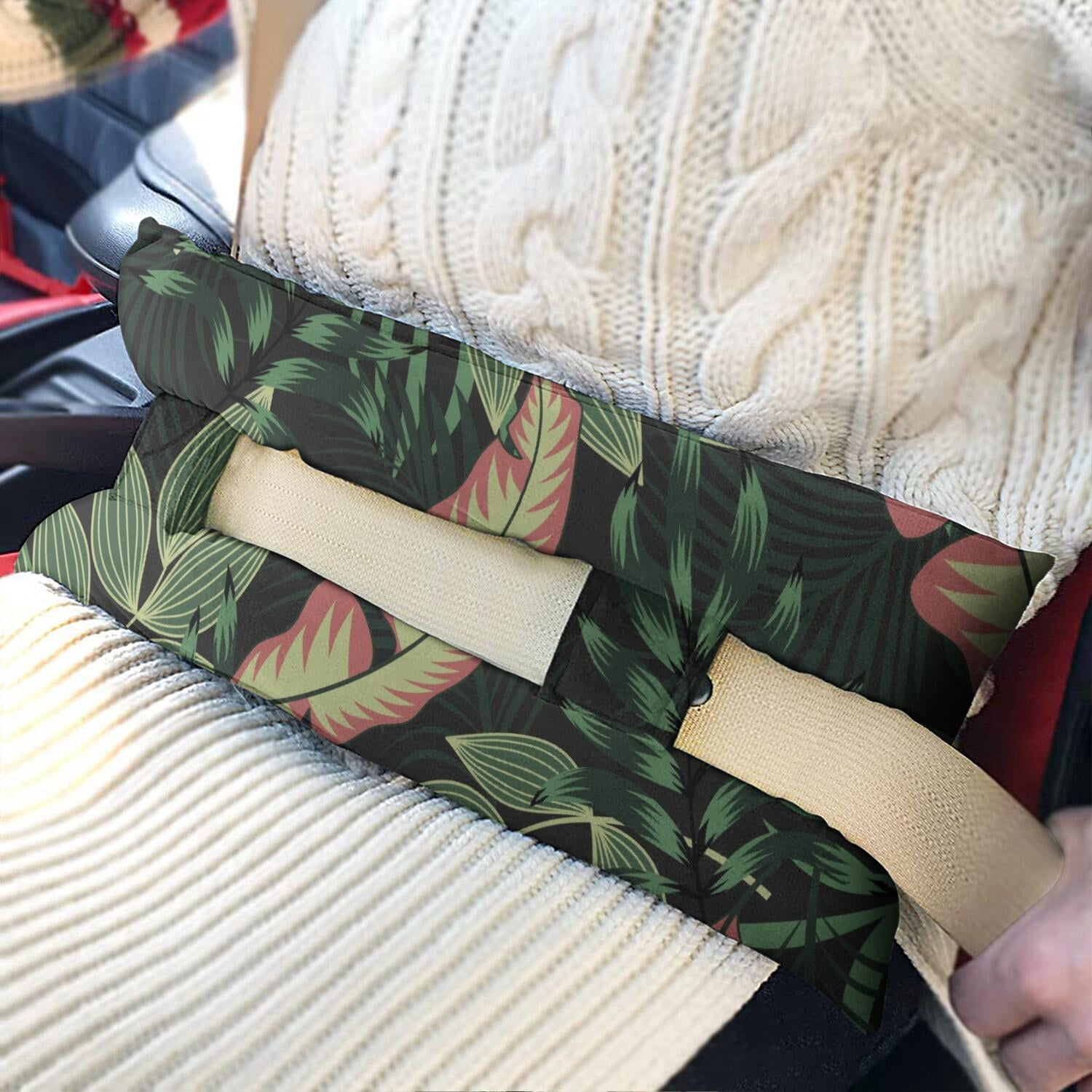 Botanical Seat Belt Pillow for Surgery - Hawaiian Floral Mastectomy Cushion - Pressure Relief Chest Protector After Surgery with Vibrant Colors