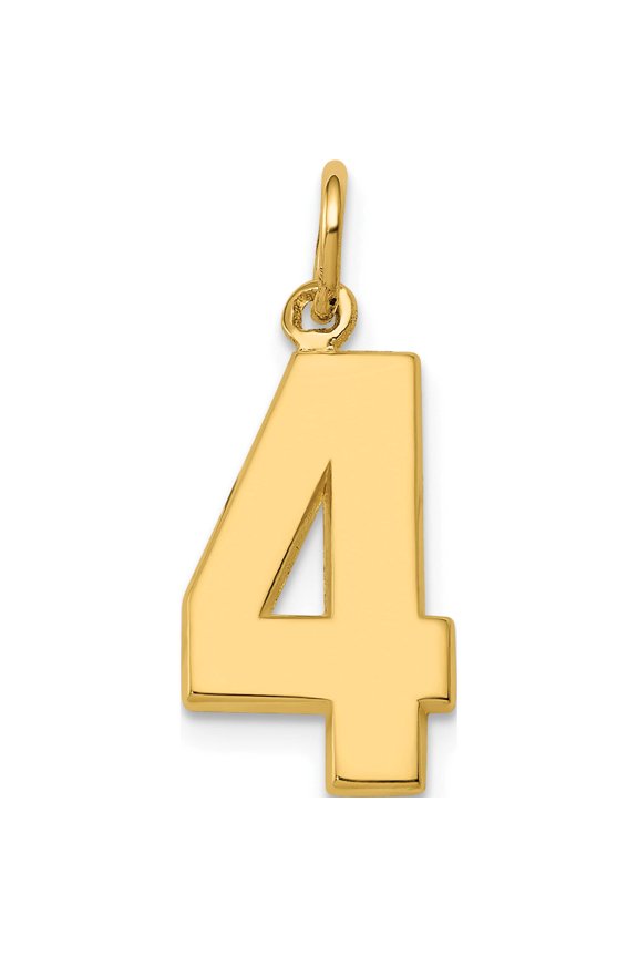 14K Yellow Gold Medium Polished Number 4 Charm (17.72 X 9.87) Made In United States mp04