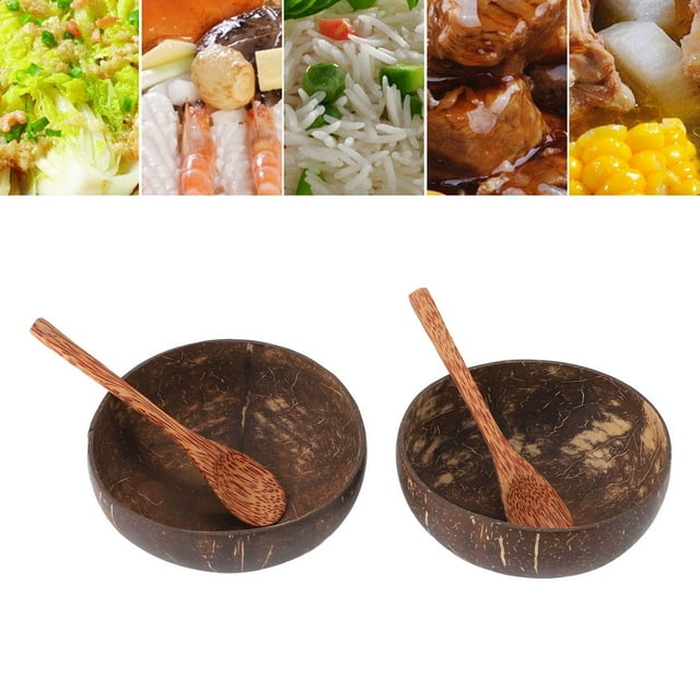 Cuenco Viejo De Cáscara De Coco, 2 Juegos De Vajilla Multiusos De Cáscara De Coco Saludable Resistente Al Calor Para Cocina Casera