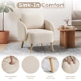 thumbnail image 6 of Ebello Accent Chair, Linen Fabric Modern Armchair with Curved Wraparound Armrests, Removable Back Cushion & Solid Wood Tapered Legs for Living Room,Beige, 6 of 8