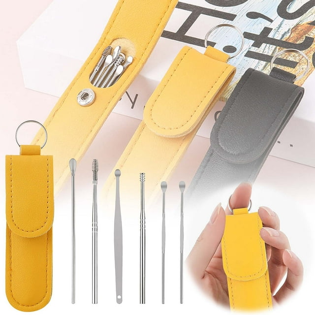 WIFKLSIIPG 6PCS Ear Impurities and Dirt Cleaning Tool Portable Ear Cleaning Stick Suitable for All Ages Ear Cleaner Ear Pick Spoon Spring Ear Cleaning Tool Set
